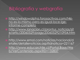 Cuadro comparativolocelgeLa LOCE de 1990 no se planteaba frente a la equidad ni las discriminaciones. Lo poco que contiene al respecto, fue incorporado a propuesta de los gobiernos de Concertación.La LGE  consagra el principio de equidad, no acepta las discriminaciones ilegítimas, reconoce el concepto progresista de la discriminación positiva y se ocupa de los sectores minoritarios, como los adultos y los alumnos con necesidades educativas especiales.