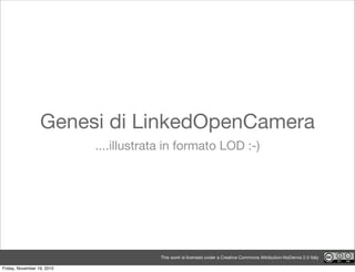 This work is licensed under a Creative Commons Attribution-NoDerivs 2.5 Italy
Genesi di LinkedOpenCamera
....illustrata in...