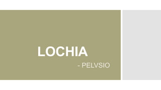 LOCHIA
- PELVSIO
 