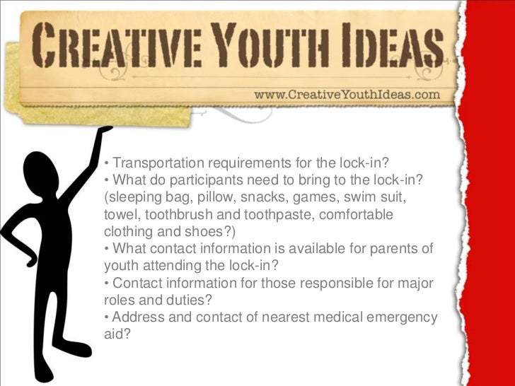 youth ministry ideas lock in checklist youth snacks