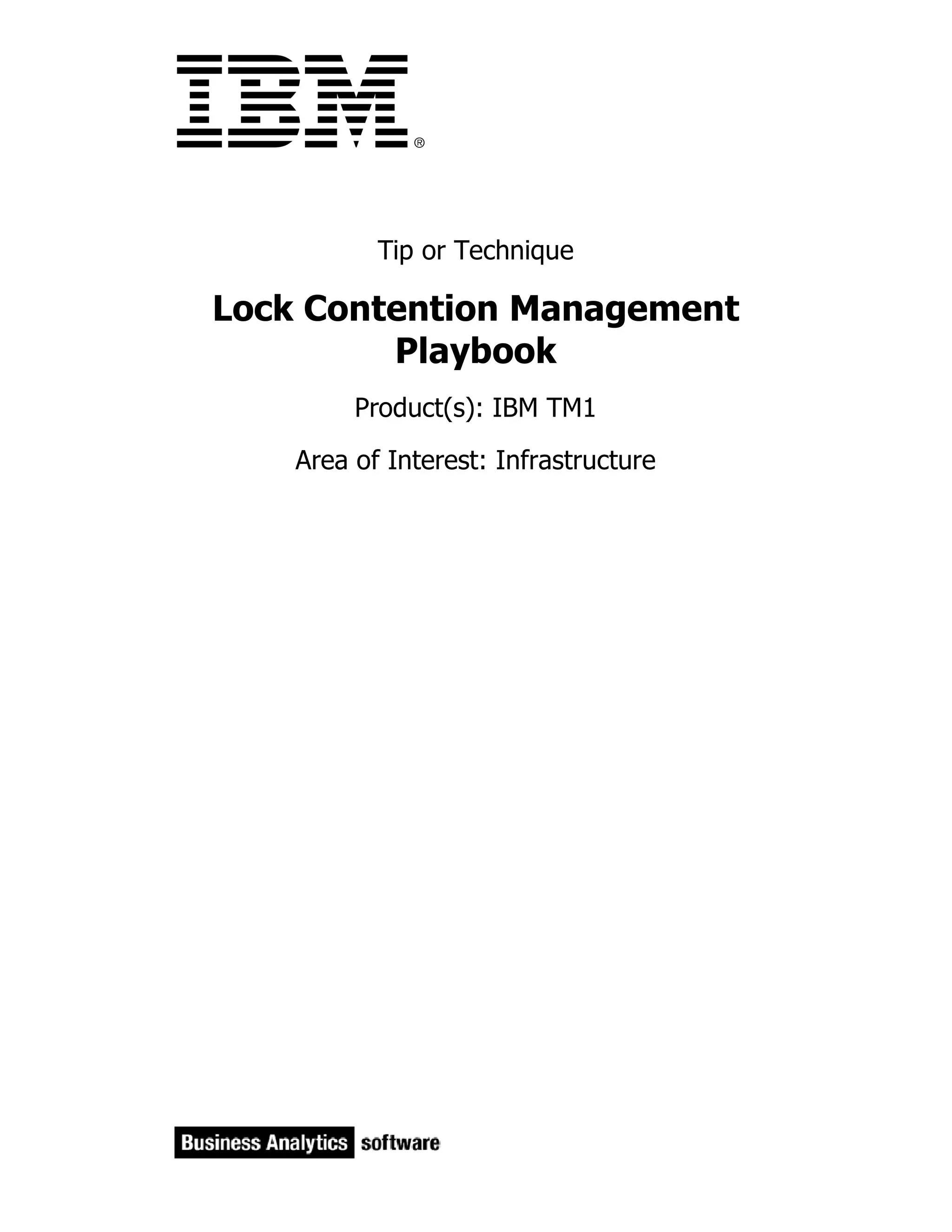 TM1 Planning Analytics Locking Contention Guide PDF