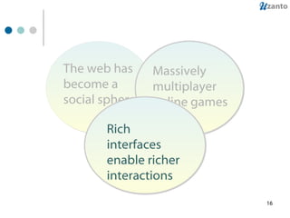 The web has become a social sphere Massively multiplayer online games Rich interfaces enable richer interactions 