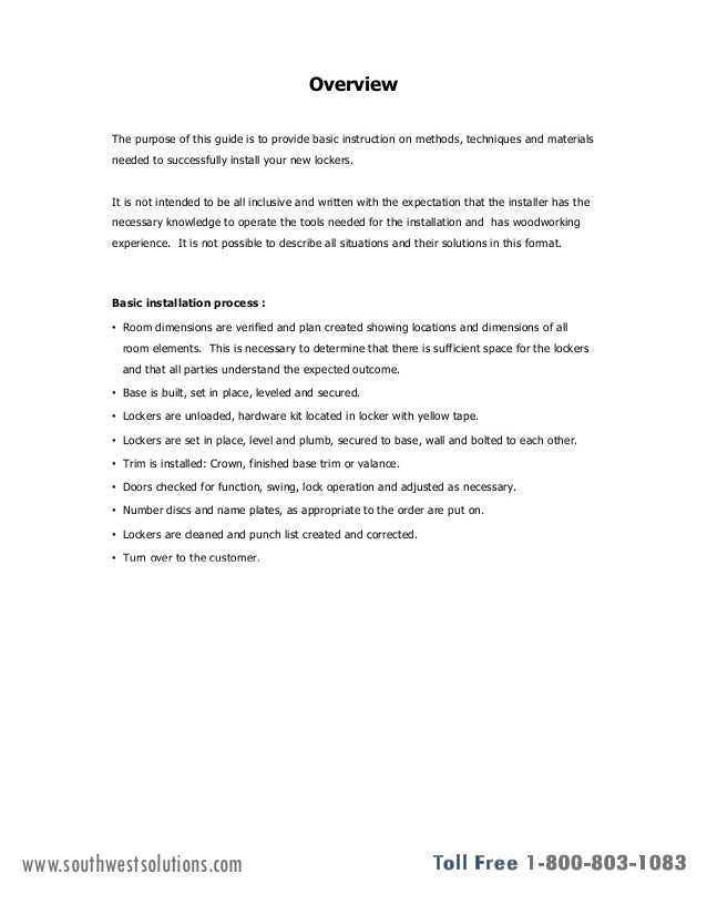 Locker Installation Manual