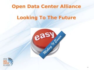Open Data Center Alliance

 Looking To The Future




                            19
 