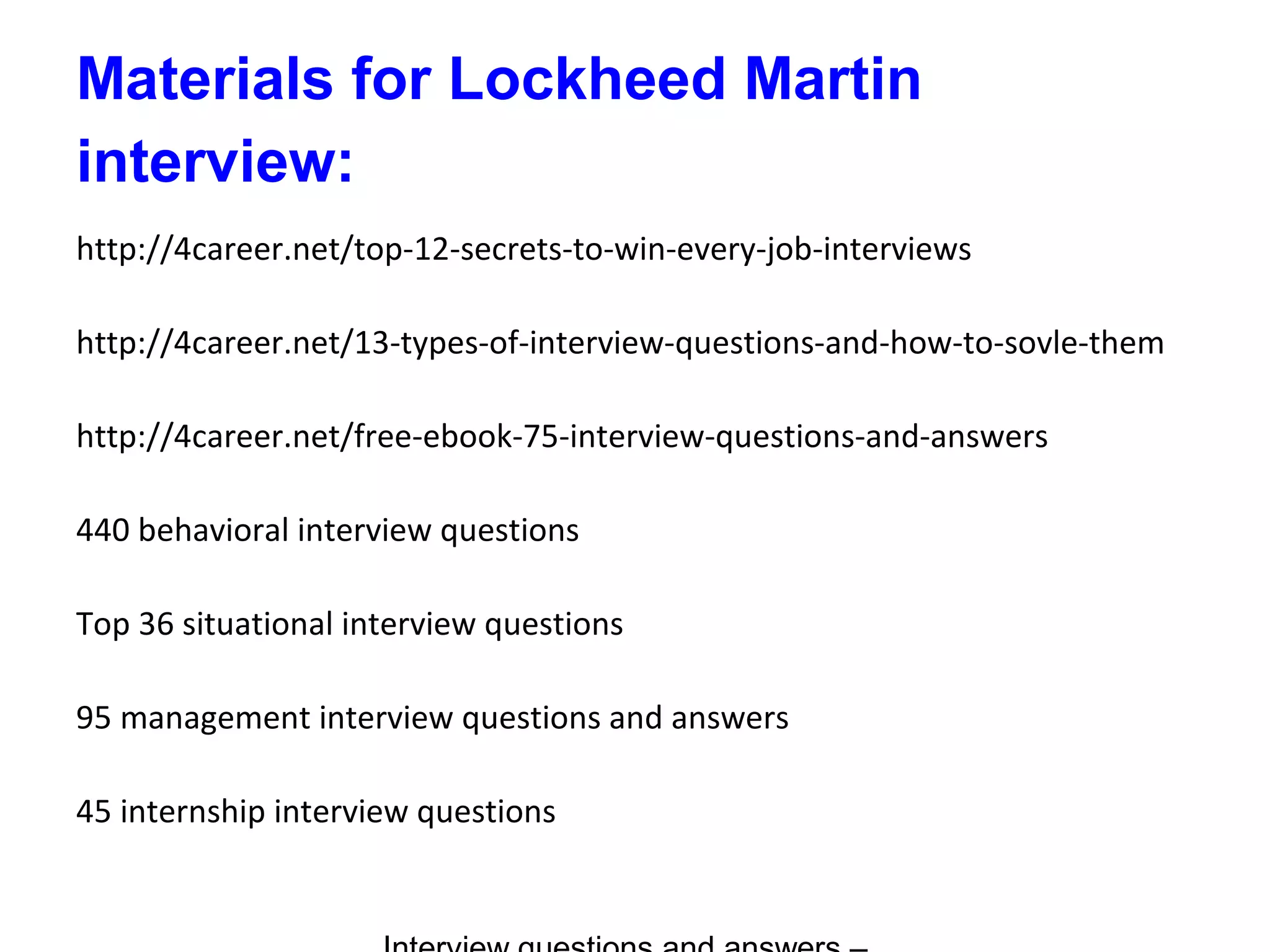 Lockheed martin interview questions and answers | PPT