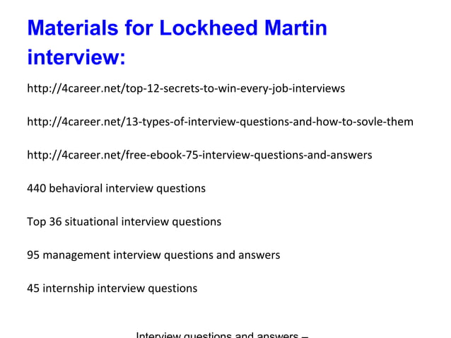 Lockheed martin interview questions and answers | PPT