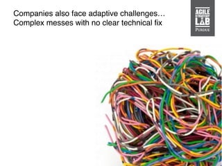 Companies also face adaptive challenges…
Complex messes with no clear technical ﬁx
 