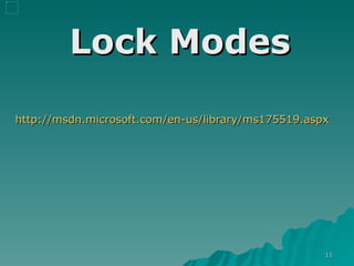 Lock Modes http://msdn.microsoft.com/en-us/library/ms175519.aspx 