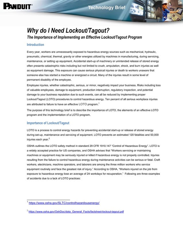 Panduit Lockout Tagout For Workplace Electrical Safety - 'Why do I Need ...