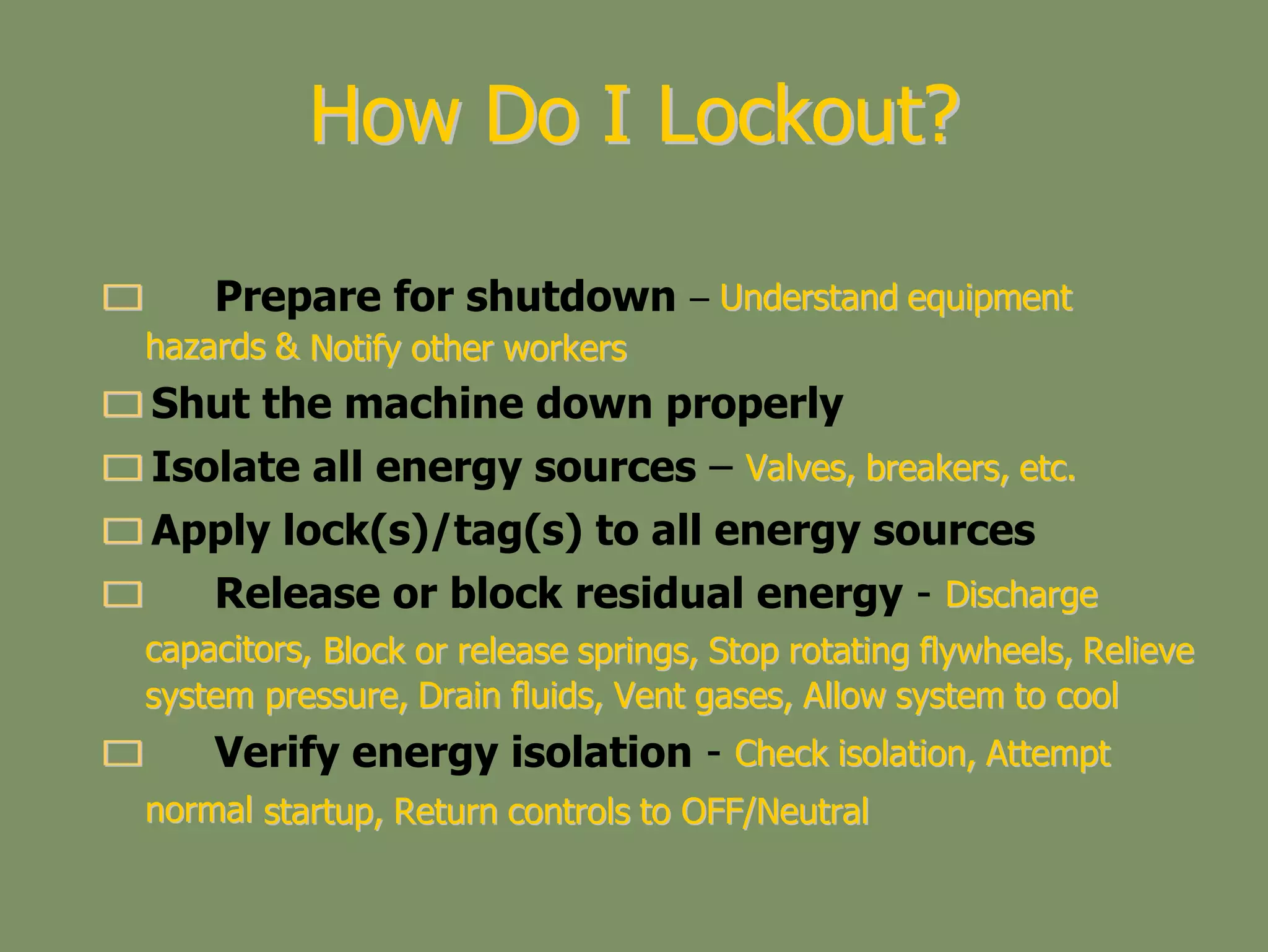 Lockout tagout safety awareness - online 2009 | PPT