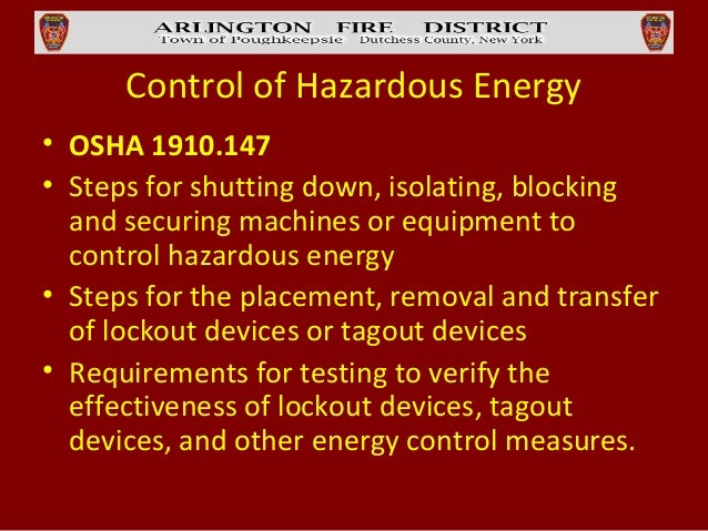 Control of Hazardous Energy