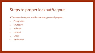 LOCK OUT _ TAG OUT .pdf Lock Out Tag out is a safe procedure used in ...