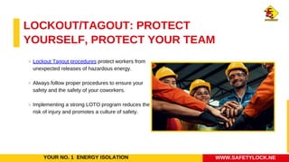 Lockout Tagout - Protecting Lives and Machinery. | PDF