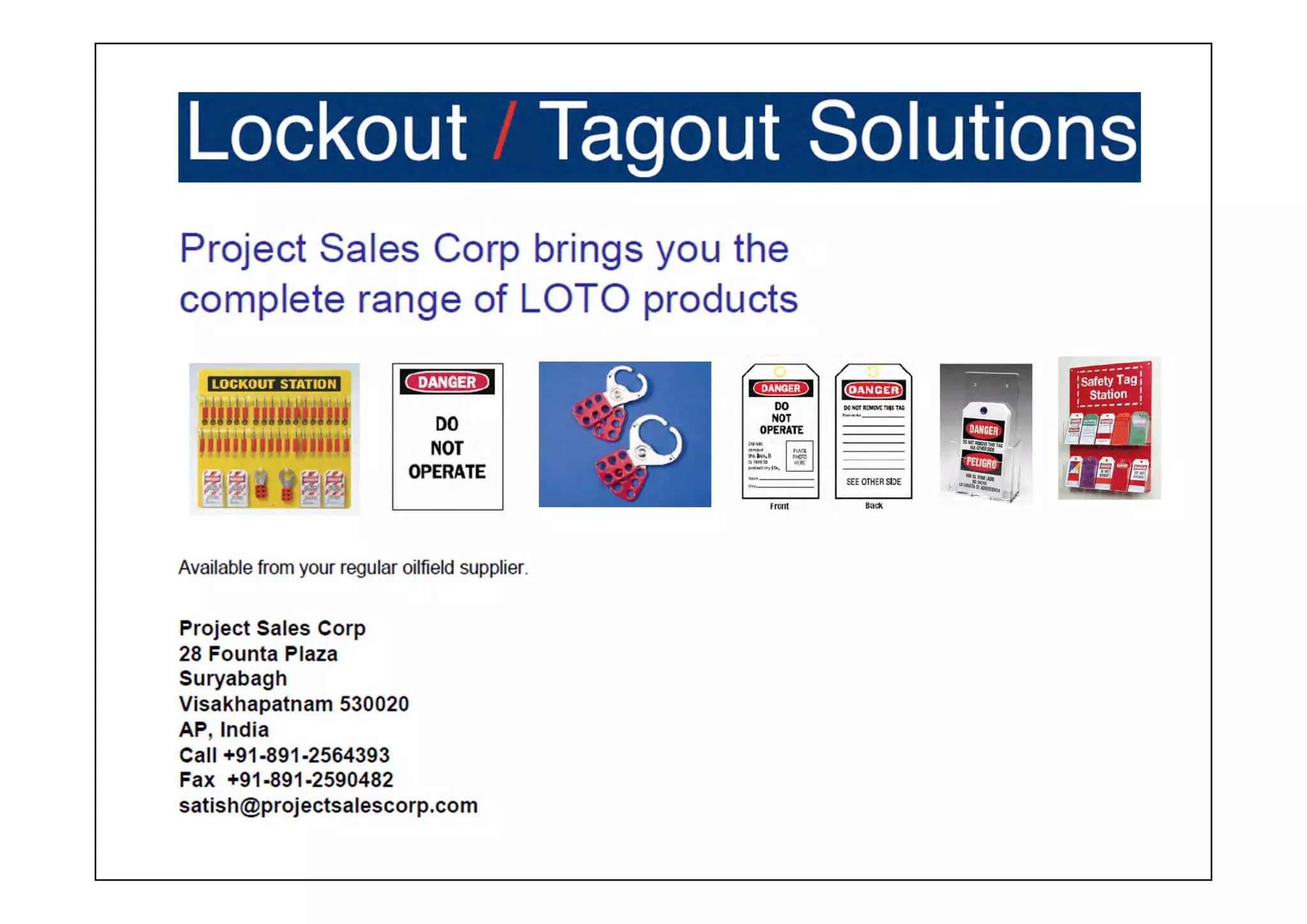 Lockout Tagout Kits - Indian - Project Sales Corp | PPT