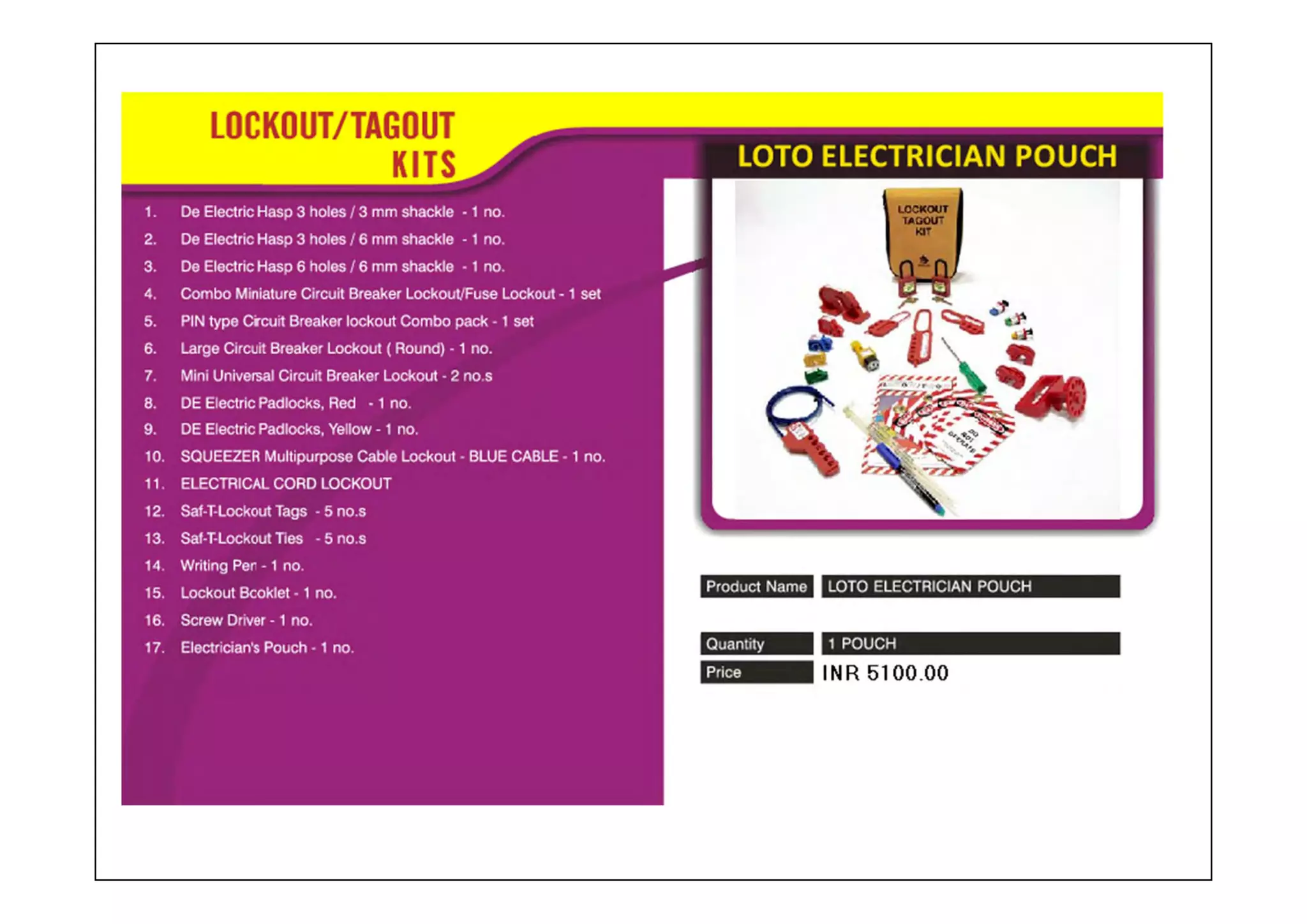 Lockout Tagout Kits - Indian - Project Sales Corp | PPT