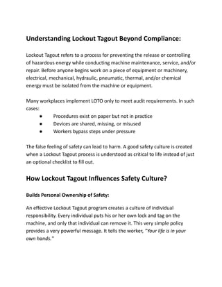 Transforming Workplace Safety Culture Through Effective Lockout Tagout ...