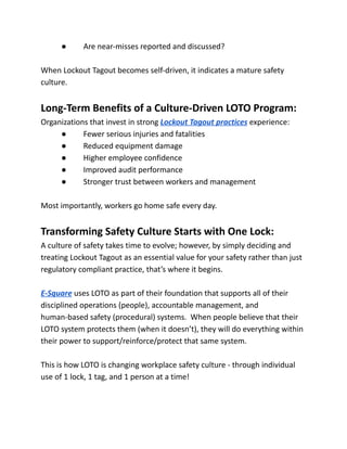 Transforming Workplace Safety Culture Through Effective Lockout Tagout ...