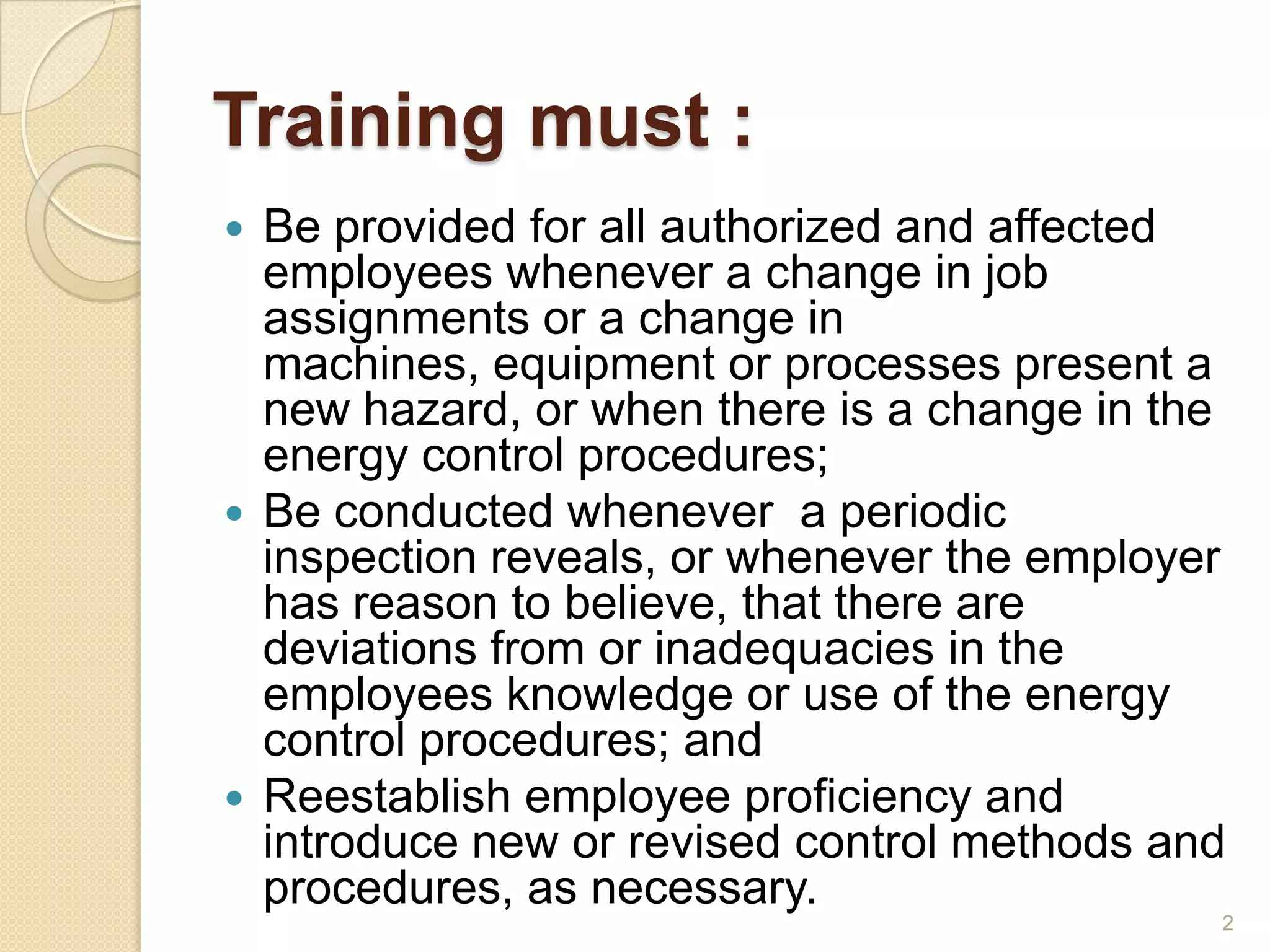 Lockout tagout refresher training | PPTX