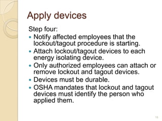 Lockout tagout refresher training | PPTX