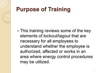 Lockout tagout refresher training | PPTX