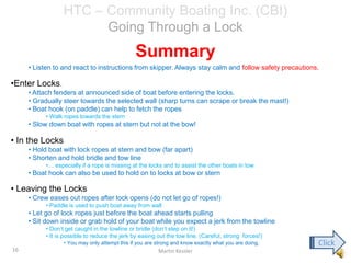 HTC – Community Boating Inc. (CBI)Going Through a LockSternMomentumCORRECT !Click3Martin Kessler