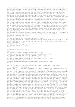 Locksmith Los Angeles CA (310) 982-2988