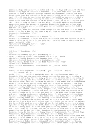 Locksmith Los Angeles CA (310) 982-2988