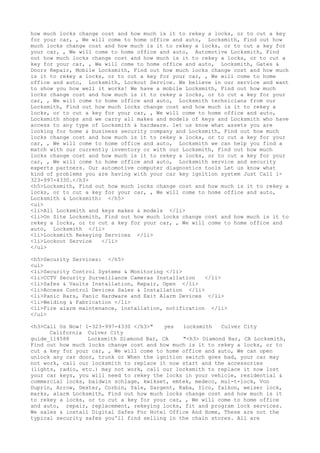 Locksmith Los Angeles CA (310) 982-2988