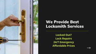We Provide Best
Locksmith Services
Locked Out?
Lock Repairs
24/7 Emergency
Affordable Prices
 