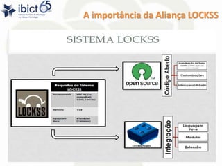 A importância da Aliança LOCKSS
http://cariniana.ibict.br 11
 
