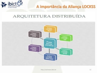 A importância da Aliança LOCKSS
http://cariniana.ibict.br 12
 