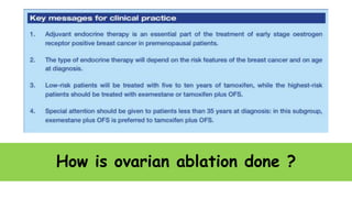 How is ovarian ablation done ?
 