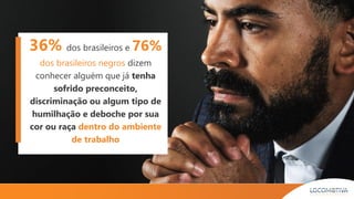 36% dos brasileiros e 76%
dos brasileiros negros dizem
conhecer alguém que já tenha
sofrido preconceito,
discriminação ou ...