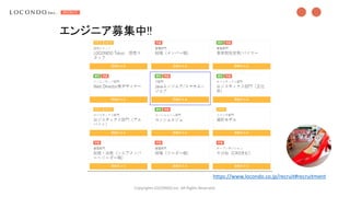 Copyrights LOCONDO,Inc. All Rights Reserved.
https://www.locondo.co.jp/recruit#recruitment
エンジニア募集中!!
●●
 