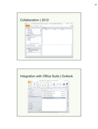 37




Collaboration | 2012




Integration with Office Suite | Outlook
 