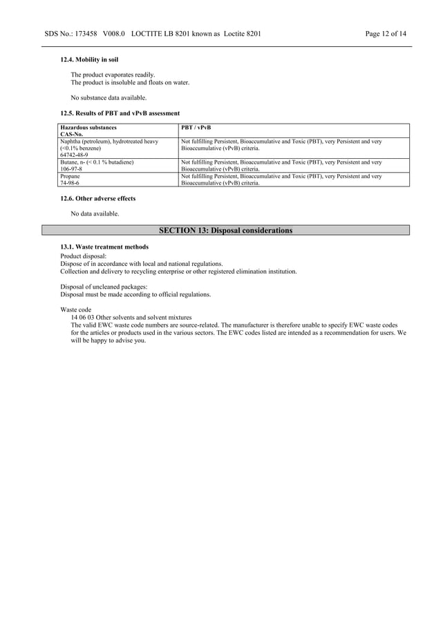 Loctite lb 8201 msds