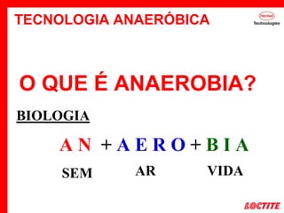 O QUE É ANAEROBIA?
A N + A E R O + B I A
SEM AR VIDA
BIOLOGIA
TECNOLOGIA ANAERÓBICA
 