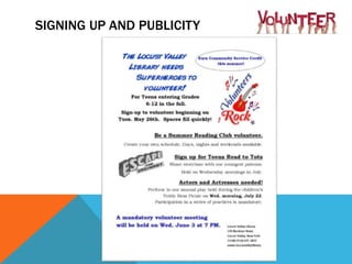 SIGNING UP AND PUBLICITY
 