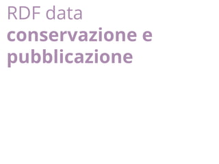 RDF data
conservazione e
pubblicazione
 