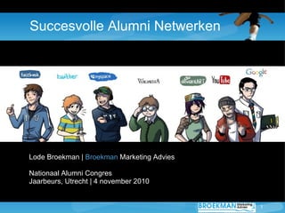 Succesvolle Alumni Netwerken Lode Broekman |  Broekman  Marketing Advies Nationaal Alumni Congres Jaarbeurs, Utrecht | 4 november 2010 