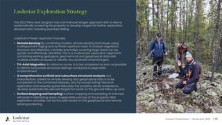Investor Presentation – November 2022 / 10
Lodestar Exploration Strategy
The 2022 Peny work program has commenced stages a...