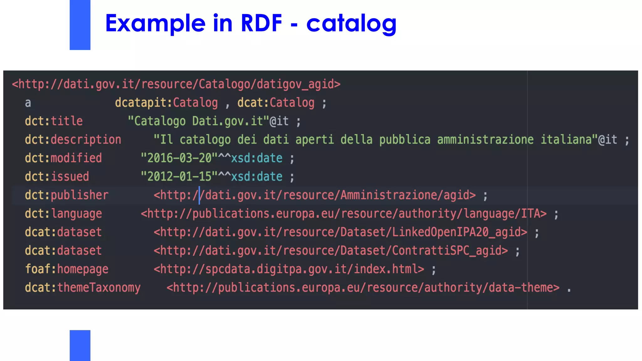 Example in RDF - catalog
 