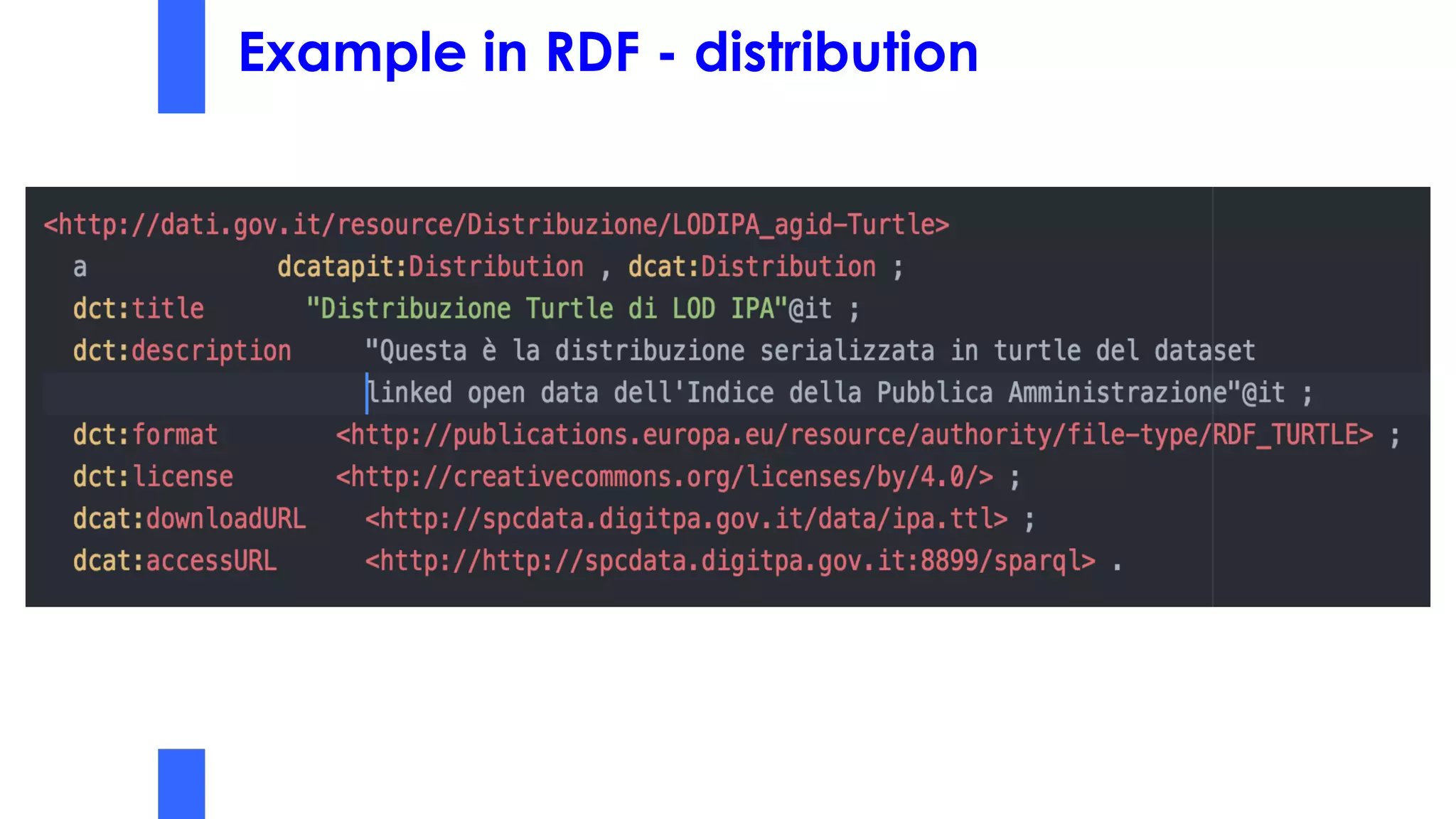 Example in RDF - distribution
 