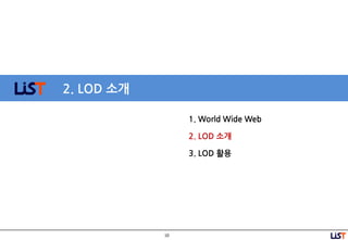 10
2. LOD 소개
1. World Wide Web
2. LOD 소개
3. LOD 활용
 
