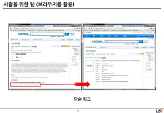 6
사람을 위핚 웹 (브라우저를 활용)
단순 링크
 