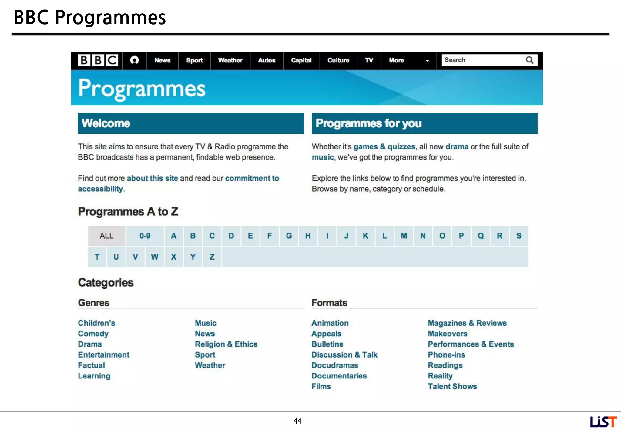 44
BBC Programmes
 