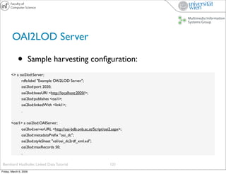 OAI2LOD Server

             •          Sample harvesting conﬁguration:
       <> a oai2lod:Server;
       
     rdfs:labe...
