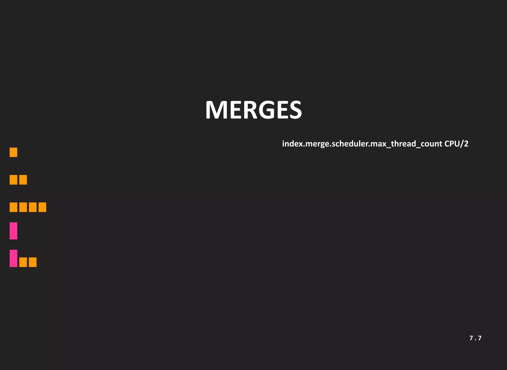index.merge.scheduler.max_thread_count CPU/2
MERGES
7 . 7
 