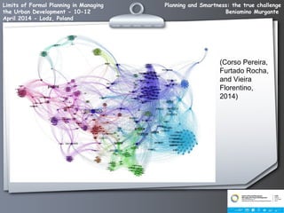 Planning and Smartness: the true challenge
Beniamino Murgante
Limits of Formal Planning in Managing
the Urban Development - 10-12
April 2014 - Lodz, Poland
(Corso Pereira,
Furtado Rocha,
and Vieira
Florentino,
2014)
 