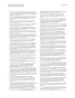 Mebazaa et al. Critical Care 2010, 14:201                                                                                                                           Page 13 of 14
http://ccforum.com/content/14/2/201




14. Dunser MW, Mayr AJ, Ulmer H, Ritsch N, Knotzer H, Pajk W, Luckner G, Mutz                        sevoflurane on recovery of myocardial function after coronary surgery in
    NJ, Hasibeder WR: The effects of vasopressin on systemic hemodynamics in                         elderly high-risk patients. Anesthesiology 2003, 99:314-323.
    catecholamine-resistant septic and postcardiotomy shock: a retrospective                   35.   De Hert SG, ten Broecke PW, Mertens E, Van Sommeren EW, De Blier IG,
    analysis. Anesth Analg 2001, 93:7-13.                                                            Stockman BA, Rodrigus IE: Sevoflurane but not propofol preserves
15. Morales DL, Garrido MJ, Madigan JD, Helman DN, Faber J, Williams MR, Landry                      myocardial function in coronary surgery patients. Anesthesiology 2002,
    DW, Oz MC: A double-blind randomized trial: prophylactic vasopressin                             97:42-49.
    reduces hypotension after cardiopulmonary bypass. Ann Thorac Surg 2003,                    36.   De Hert SG, Van der Linden PJ, Cromheecke S, Meeus R, Nelis A, Van Reeth V,
    75:926-930.                                                                                      ten Broecke PW, De Blier IG, Stockman BA, Rodrigus IE: Cardioprotective
16. Nashef SA, Roques F, Michel P, Gauducheau E, Lemeshow S, Salamon R:                              properties of sevoflurane in patients undergoing coronary surgery with
    European system for cardiac operative risk evaluation (EuroSCORE). Eur J                         cardiopulmonary bypass are related to the modalities of its
    Cardiothorac Surg 1999, 16:9-13.                                                                 administration. Anesthesiology 2004, 101:299-310.
17. Rao V, Ivanov J, Weisel RD, Ikonomidis JS, Christakis GT, David TE: Predictors of          37.   Landoni G, Biondi-Zoccai GG, Zangrillo A, Bignami E, D’Avolio S, Marchetti C,
    low cardiac output syndrome after coronary artery bypass. J Thorac                               Calabrò MG, Fochi O, Guarracino F, Tritapepe L, De Hert S, Torri G: Desflurane
    Cardiovasc Surg 1996, 112:38-51.                                                                 and sevoflurane in cardiac surgery: a meta-analysis of randomized clinical
18. Kazmers A, Cerqueira MD, Zierler RE: Perioperative and late outcome in                           trials. J Cardiothorac Vasc Anesth 2007, 21:502-511.
    patients with left ventricular ejection fraction of 35% or less who require                38.   Jakobsen CJ, Berg H, Hindsholm KB, Faddy N, Sloth E: The influence of
    major vascular surgery. J Vasc Surg 1988, 8:307-315.                                             propofol versus sevoflurane anesthesia on outcome in 10,535 cardiac
19. Bhatti F, Grayson AD, Grotte G, Fabri BM, Au J, Jones M, Bridgewater B: The                      surgical procedures. J Cardiothorac Vasc Anesth 2007, 21:664-671.
    logistic EuroSCORE in cardiac surgery: how well does it predict operative                  39.   Du Toit EF, Muller CA, McCarthy J, Opie LH: Levosimendan: effects of a
    risk? Heart 2006, 92:1817-1820.                                                                  calcium sensitizer on function and arrhythmias and cyclic nucleotide
20. Matsuura K, Ogino H, Matsuda H, Minatoya K, Sasaki H, Yagihara T, Kitamura S:                    levels during ischemia/reperfusion in the Langendorff-perfused guinea
    Limitations of EuroSCORE for measurement of risk-stratified mortality in                         pig heart. J Pharmacol Exp Ther 1999, 290:505-514.
    aortic arch surgery using selective cerebral perfusion: is advanced age no                 40.   Sonntag S, Sundberg S, Lehtonen LA, Kleber FX: The calcium sensitizer
    longer a risk? Ann Thorac Surg 2006, 81:2084-2087.                                               levosimendan improves the function of stunned myocardium after
21. Grossi EA, Schwartz CF, Yu PJ, Jorde UP, Crooke GA, Grau JB, Ribakove GH,                        percutaneous transluminal coronary angioplasty in acute myocardial
    Baumann FG, Ursumanno P, Culliford AT, Colvin SB, Galloway AC: High-risk                         ischemia. J Am Coll Cardiol 2004, 43:2177-2182.
    aortic valve replacement: are the outcomes as bad as predicted? Ann                        41.   Zangrillo A, Biondi-Zoccai G, Mizzi A, Bruno G, Bignami E, Gerli C, De Santis V,
    Thorac Surg 2008, 85:102-106; discussion 107.                                                    Tritapepe L, Landoni G: Levosimendan reduces cardiac troponin release
22. Choong CK, Sergeant P, Nashef SA, Smith JA, Bridgewater B: The EuroSCORE                         after cardiac surgery: a meta-analysis of randomized controlled studies.
    risk stratification system in the current era: how accurate is it and what                       J Cardiothorac Vasc Anesth 2009, 23:474-478.
    should be done if it is inaccurate? Eur J Cardiothorac Surg 2009, 35:59-61.                42.   De Hert SG, Lorsomradee S, vanden Eede H, Cromheecke S, Van der Linden
23. Zheng Z, Li Y, Zhang S, Hu S: The Chinese coronary artery bypass grafting                        PJ: A randomized trial evaluating different modalities of levosimendan
    registry study: how well does the EuroSCORE predict operative risk for                           administration in cardiac surgery patients with myocardial dysfunction.
    Chinese population? Eur J Cardiothorac Surg 2009, 35:54-58.                                      J Cardiothorac Vasc Anesth 2008, 22:699-705.
24. D’Errigo P, Seccareccia F, Rosato S, Manno V, Badoni G, Fusco D, Perucci CA:               43.   Soeding PE, Royse CF, Wright CE, Royse AG, Angus JA: Inoprotection: the
    Comparison between an empirically derived model and the EuroSCORE                                perioperative role of levosimendan. Anaesth Intensive Care 2007, 35:845-862.
    system in the evaluation of hospital performance: the example of the                       44.   Buhre W, Weyland A, Schorn B, Scholz M, Kazmaier S, Hoeft A, Sonntag H:
    Italian CABG Outcome Project. Eur J Cardiothorac Surg 2008, 33:325-333.                          Changes in central venous pressure and pulmonary capillary wedge
25. Maisel A, Mueller C, Adams K Jr, Anker SD, Aspromonte N, Cleland JG, Cohen-                      pressure do not indicate changes in right and left heart volume in
    Solal A, Dahlstrom U, DeMaria A, Di Somma S, Filippatos GS, Fonarow GC,                          patients undergoing coronary artery bypass surgery. Eur J Anaesthesiol
    Jourdain P, Komajda M, Liu PP, McDonagh T, McDonald K, Mebazaa A,                                1999, 16:11-17.
    Nieminen MS, Peacock WF, Tubaro M, Valle R, Vanderhyden M, Yancy CW,                       45.   Godje O, Peyerl M, Seebauer T, Lamm P, Mair H, Reichart B: Central venous
    Zannad F, Braunwald E: State of the art: using natriuretic peptide levels in                     pressure, pulmonary capillary wedge pressure and intrathoracic blood
    clinical practice. Eur J Heart Fail 2008, 10:824-839.                                            volumes as preload indicators in cardiac surgery patients. Eur J
26. Jankowski M: B-type natriuretic peptide for diagnosis and therapy. Recent                        Cardiothorac Surg 1998, 13:533-539; discussion 539-540.
    Pat Cardiovasc Drug Discov 2008, 3:77-83.                                                  46.   Kumar A, Anel R, Bunnell E, Habet K, Zanotti S, Marshall S, Neumann A, Ali A,
27. Hutfless R, Kazanegra R, Madani M, Bhalla MA, Tulua-Tata A, Chen A, Clopton                      Cheang M, Kavinsky C, Parrillo JE: Pulmonary artery occlusion pressure and
    P, James C, Chiu A, Maisel AS: Utility of B-type natriuretic peptide in                          central venous pressure fail to predict ventricular filling volume, cardiac
    predicting postoperative complications and outcomes in patients                                  performance, or the response to volume infusion in normal subjects. Crit
    undergoing heart surgery. J Am Coll Cardiol 2004, 43:1873-1879.                                  Care Med 2004, 32:691-699.
28. Pedrazzini GB, Masson S, Latini R, Klersy C, Rossi MG, Pasotti E, Faletra FF, Siclari F,   47.   Shippy CR, Appel PL, Shoemaker WC: Reliability of clinical monitoring to
    Minervini F, Moccetti T, Auricchio A: Comparison of brain natriuretic peptide                    assess blood volume in critically ill patients. Crit Care Med 1984, 12:107-112.
    plasma levels versus logistic EuroSCORE in predicting in-hospital and late                 48.   Buhre W, Buhre K, Kazmaier S, Sonntag H, Weyland A: Assessment of cardiac
    postoperative mortality in patients undergoing aortic valve replacement for                      preload by indicator dilution and transoesophageal echocardiography.
    symptomatic aortic stenosis. Am J Cardiol 2008, 102:749-754.                                     Eur J Anaesthesiol 2001, 18:662-667.
29. Eliasdottir SB, Klemenzson G, Torfason B, Valsson F: Brain natriuretic peptide             49.   Lichtwarck-Aschoff M, Beale R, Pfeiffer UJ: Central venous pressure,
    is a good predictor for outcome in cardiac surgery. Acta Anaesthesiol Scand                      pulmonary artery occlusion pressure, intrathoracic blood volume, and
    2008, 52:182-187.                                                                                right ventricular end-diastolic volume as indicators of cardiac preload. J
30. Ross S, Foex P: Protective effects of anaesthetics in reversible and                             Crit Care 1996, 11:180-188.
    irreversible ischaemia-reperfusion injury. Br J Anaesth 1999, 82:622-632.                  50.   Wiesenack C, Prasser C, Keyl C, Rodig G: Assessment of intrathoracic blood
31. De Hert SG, Turani F, Mathur S, Stowe DF: Cardioprotection with volatile                         volume as an indicator of cardiac preload: single transpulmonary
    anesthetics: mechanisms and clinical implications. Anesth Analg 2005,                            thermodilution technique versus assessment of pressure preload
    100:1584-1593.                                                                                   parameters derived from a pulmonary artery catheter. J Cardiothorac Vasc
32. Bein B, Turowski P, Renner J, Hanss R, Steinfath M, Scholz J, Tonner PH:                         Anesth 2001, 15:584-588.
    Comparison of xenon-based anaesthesia compared with total intravenous                      51.   Cavallaro F, Sandroni C, Antonelli M: Functional hemodynamic monitoring
    anaesthesia in high risk surgical patients. Anaesthesia 2005, 60:960-967.                        and dynamic indices of fluid responsiveness. Minerva Anestesiol 2008,
33. Conzen PF, Fischer S, Detter C, Peter K: Sevoflurane provides greater                            74:123-135.
    protection of the myocardium than propofol in patients undergoing                          52.   Sander M, Spies CD, Berger K, Grubitzsch H, Foer A, Kramer M, Carl M, von
    off-pump coronary artery bypass surgery. Anesthesiology 2003, 99:826-833.                        Heymann C: Prediction of volume response under open-chest conditions
34. De Hert SG, Cromheecke S, ten Broecke PW, Mertens E, De Blier IG, Stockman                       during coronary artery bypass surgery. Crit Care 2007, 11:R121.
    BA, Rodrigus IE, Van der Linden PJ: Effects of propofol, desflurane, and                   53.   Couture P, Denault AY, McKenty S, Boudreault D, Plante F, Perron R, Babin D,
 